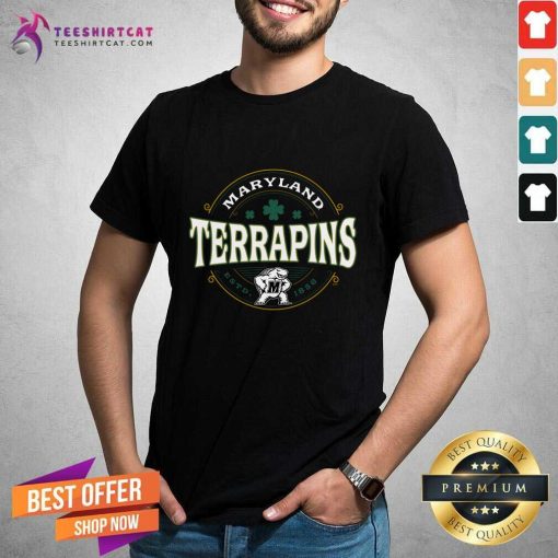 Maryland Terrapins St. Patrick's Day Lucky Black T-Shirt