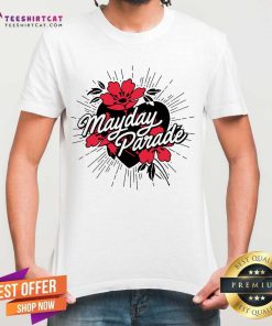 Mayday Parade Heart Flowers Ro Gray T-shirt