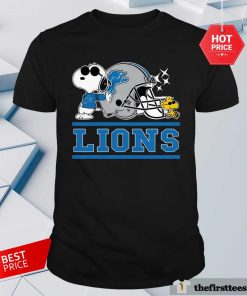 The Detroit Lions Joe Cool And Woodstock Snoopy Mashup T-shirt