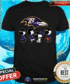 The Peanuts Snoopy And Friends Cheer For The Baltimore Ravens NFL T-shirt