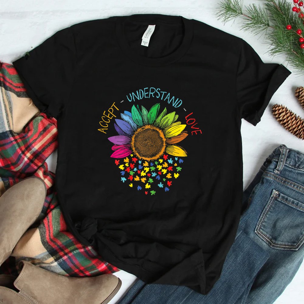 Autism Awareness Accept Understand Love Asd Rainbow Flower Shirt Autism Awareness Accept Understand Love Asd Rainbow Flower Shirt