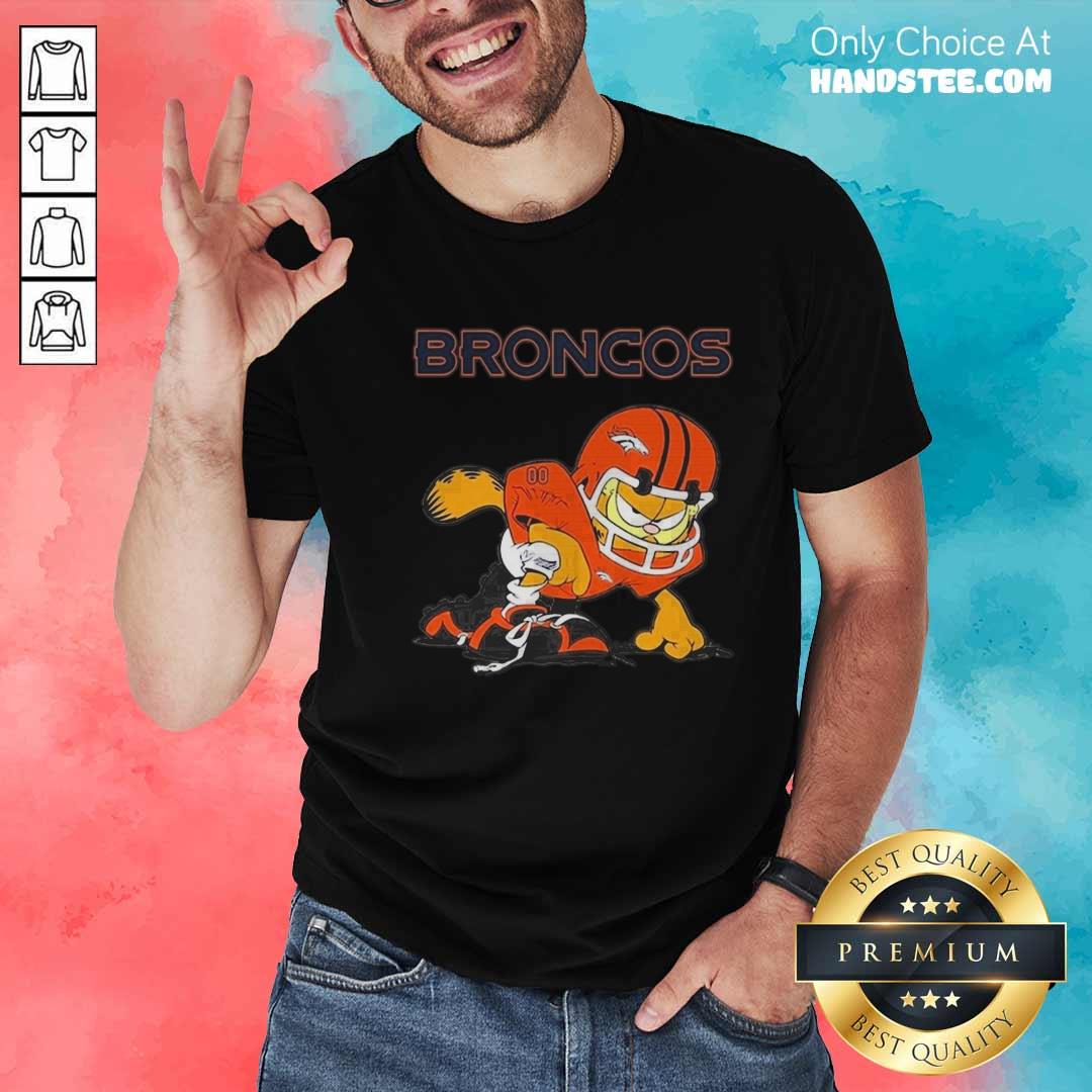 Shirt Denver Broncos Garfield Cat Grumpy Football Player 2024 T-shirt