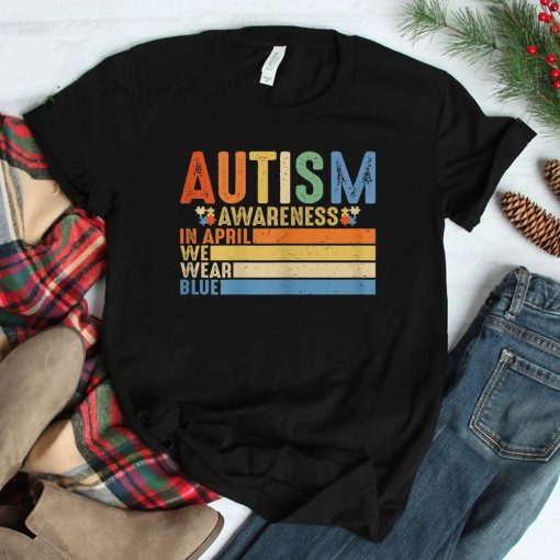 In April We Wear Blue Puzzle Autism Awareness Month Shirt