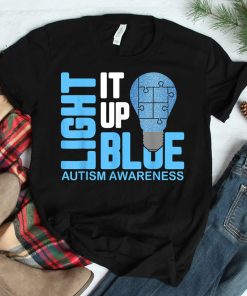 Light It Up Blue Autism Awareness Puzzle Piece Ribbon Shirt
