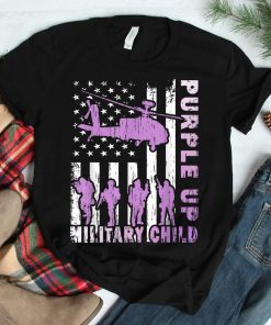 Military Child Shirt Purple Up American Flag Helicopter Shirt