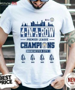 Nice 4-In-A-Row Premier League Champions Manchester City T-Shirt