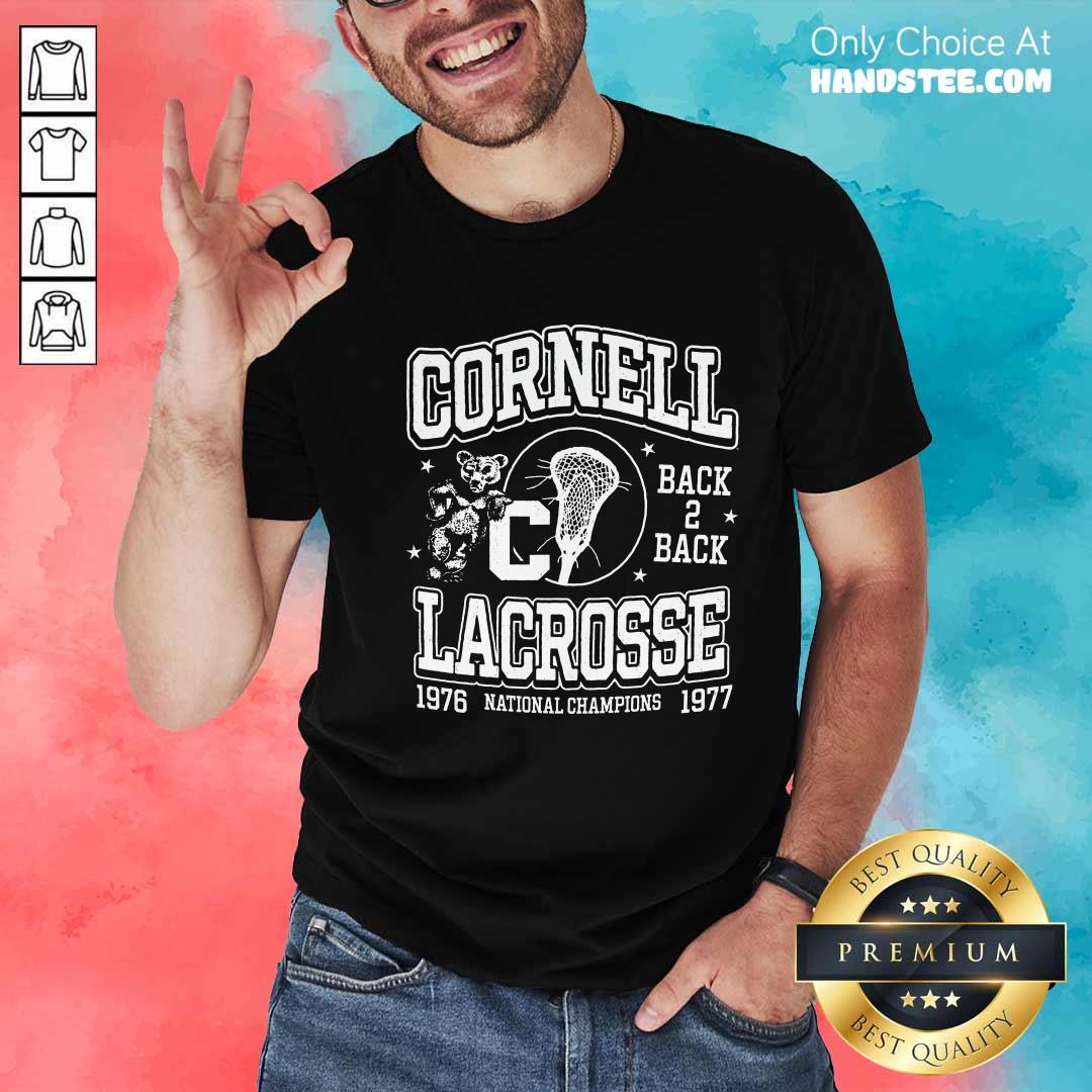 Shirt Nice Cornell Back 2 Back Lacrosse 1976-1977 National Champions T-shirt