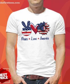 Nice Peace Love America Sunflower Teacher T-Shirt