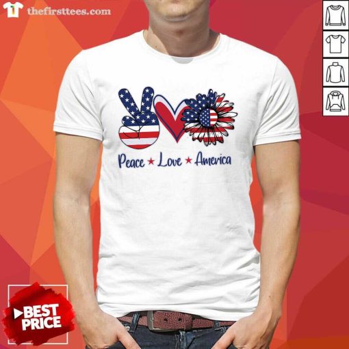 Nice Peace Love America Sunflower Teacher T-Shirt
