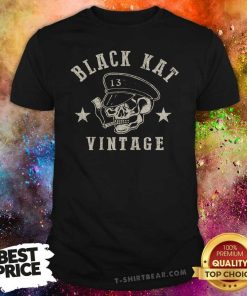 Official Moto Skull Black Kat Vintage T-shirt