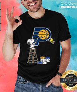 Official Snoopy And Woodstock Paint Indiana Pacers NBA Logo T-Shirt