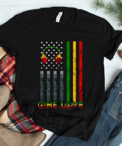 One Love Usa American Flag Rasta Reggae Reggae Music Note Shirt