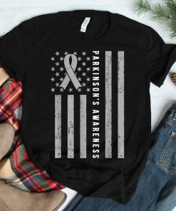 Parkinsons Awareness Ribbon Gray Parkinsons Disease Flag Shirt