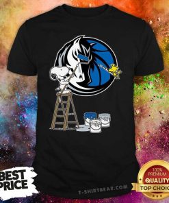Premium Snoopy And Woodstock Paint Dallas Mavericks NBA Logo T-Shirt