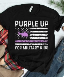 Purple Up Military Kids Military Child Retro American Flag Shirt