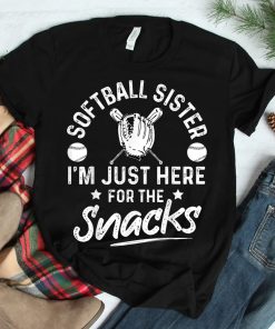 Softball Sister Im Just Here For The Snacks Retro Softball Shirt