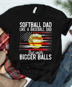 Vintage Softball Dad Like A Baseball Dad Us Flag Shirt