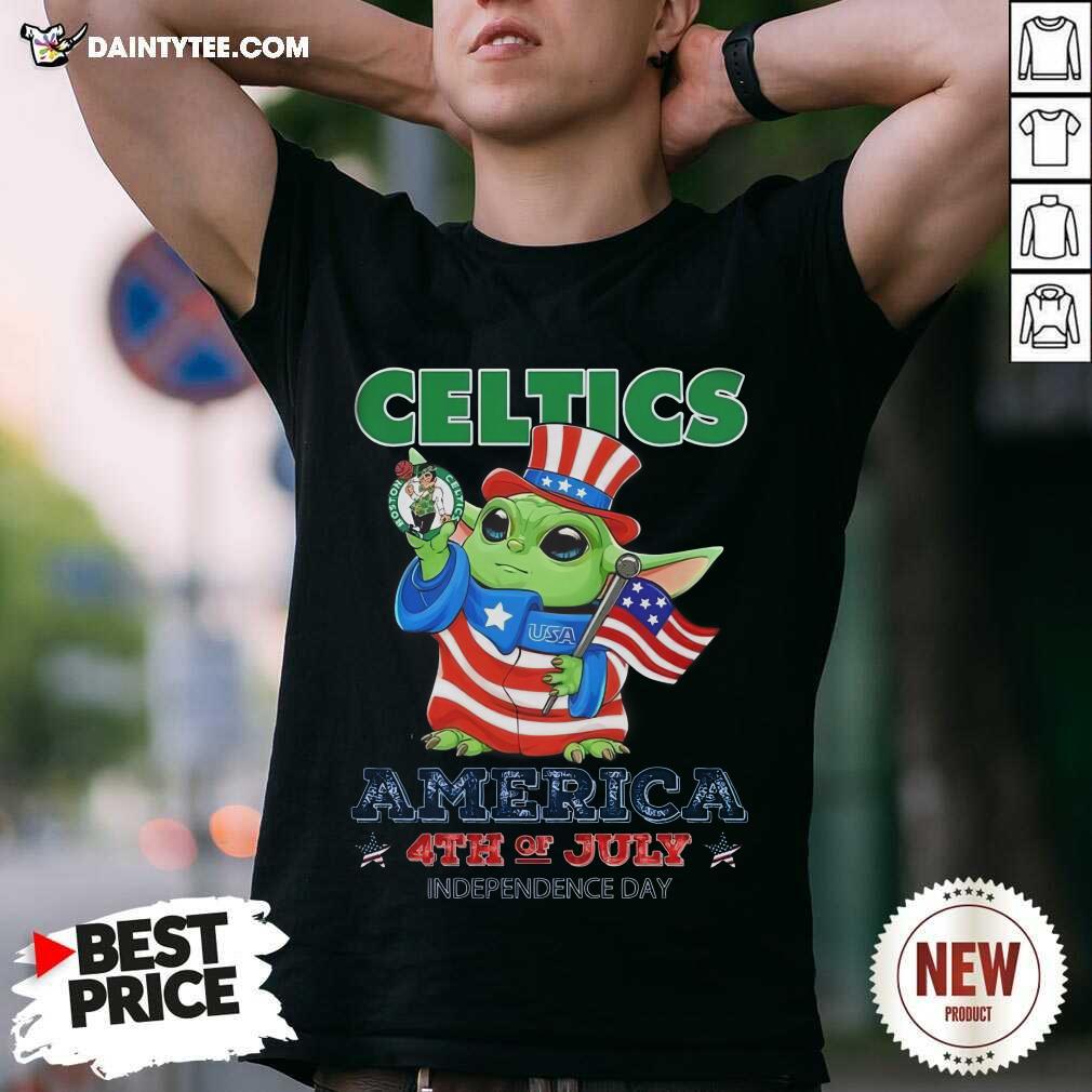 Shirt Good Baby Yoda Boston Celtics America 4th Of July Day 2024 T-Shirt