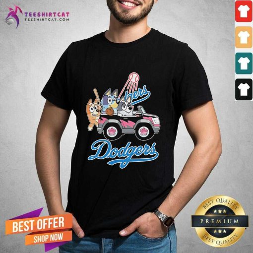 Nice MLB Los Angeles Dodgers Bluey Aunt Trixie Driving Car T-Shirt