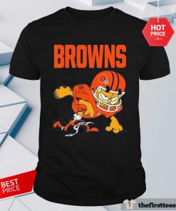 Official Cleveland Browns Garfield Cat Grumpy Football 2024 T-Shirt