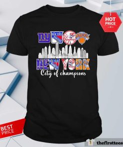 Official New York City Of Champions Giants Rangers Yankees Knicks T-Shirt
