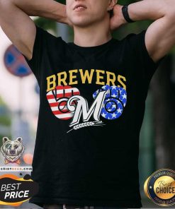 Pretty Milwaukee Brewers America Flags Celebrating 4th Of July T-Shirt