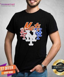 Pretty New York Mets America Flags Celebrating 4th Of July T-Shirt