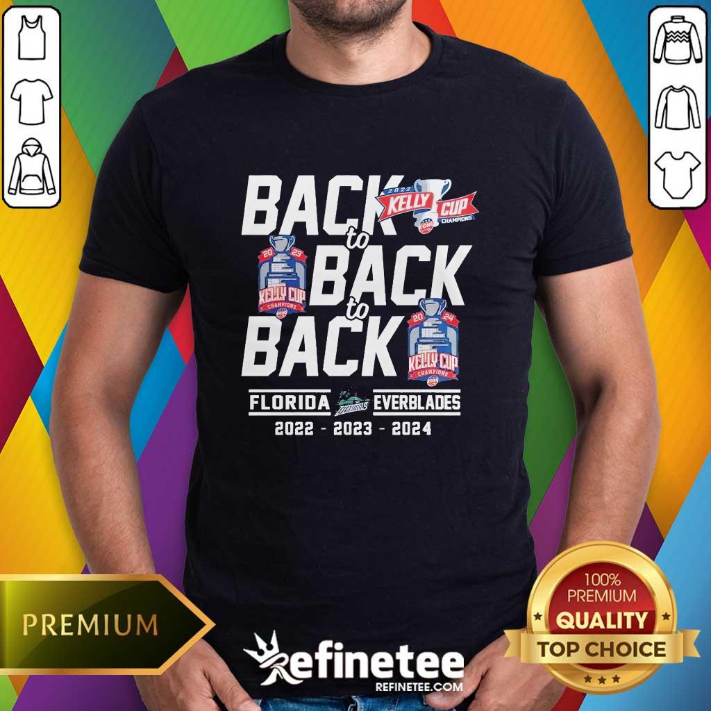 Shirt Top Florida Everblades Back To Back To Back Kelly Cup Champions T-Shirt