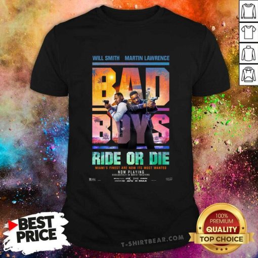 Top Will Smith Martin Lawrence Bad Boys Ride Or Die Poster T-Shirt