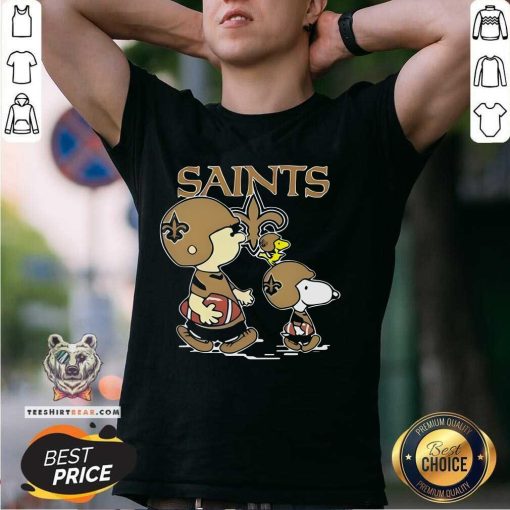 Funny Charlie Brown Snoopy And Woodstock NFL New Orleans Saints T-Shirt