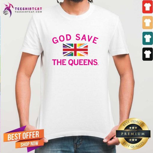 Funny God Save The Queen Static Rainbow Union Flag T-Shirt