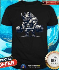 Premium Barbell Weightlifting Rhino T-Shirt