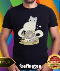 Top Cute Cat Ghost Tombstone T-Shirt