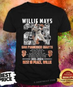 Top Willie Mays 1931-2024 San Francisco Giants Forever In Our Hearts T-Shirt