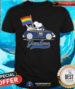 Funny Snoopy And Woodstock New York Yankees Pride Flag T-Shirt