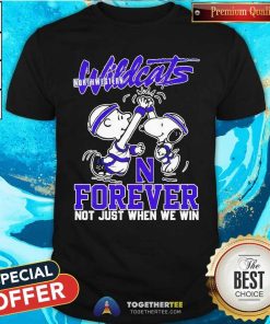 Funny Snoopy Charlie Brown High Five Northwestern Wildcats Forever T-Shirt