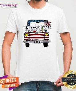 Great Snoopy Driving Jeep American Flag T-Shirt