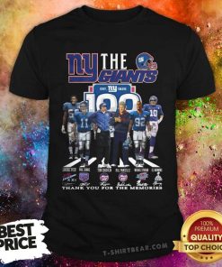 Nice The New York Giants 100 Thank You For The Memories T-Shirt