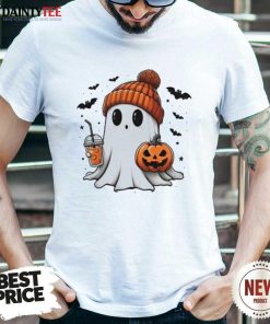 Official Cute Ghost With Pumpkin Halloween T-Shirt