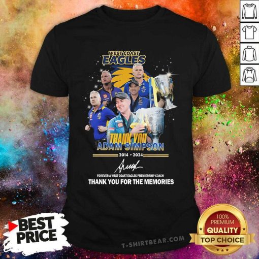 Official West Coast Eagles Thank You Adam Simpson 2014-2024 T-Shirt