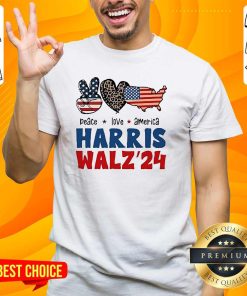 Pretty Kamala Harris Tim Walz 2024 Peace Love America T-Shirt