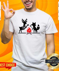 Top Deer And Fox Camping Campfire T-Shirt