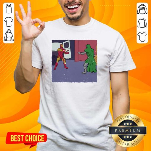 Top Doctor Doom And Iron Man Spider Man Pointing Meme T-Shirt