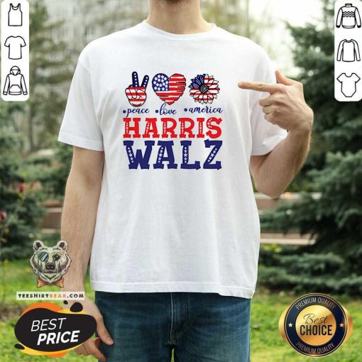 Top Peace Love America Harris Walz T-Shirt