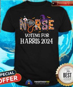 Top Political Halloween Spooky Nurse Voting For Harris T-Shirt