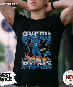 Funny Angry Runs 2024 Lions David Montgomery T-Shirt