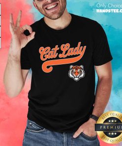 Funny Cat Lady Baseball Script Tiger T-Shirt