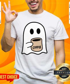 Funny Ghost Drinking Coffee Halloween Costume T-Shirt