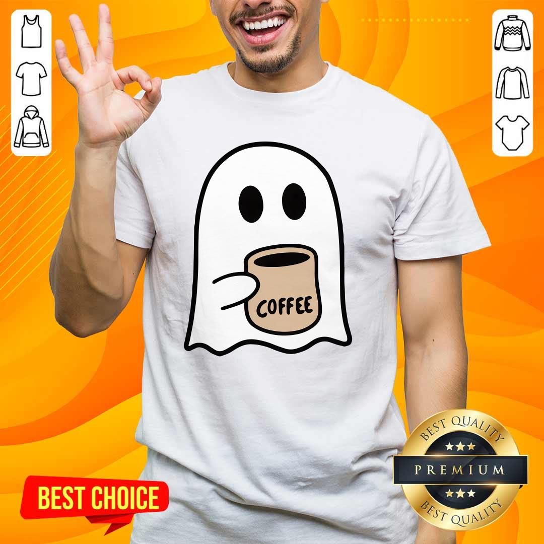 Shirt Funny Ghost Drinking Coffee Halloween Costume T-Shirt