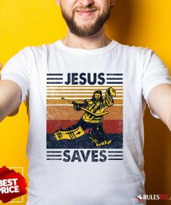 Funny Jesus Saves Ice Hockey Goalie Sport T-Shirt